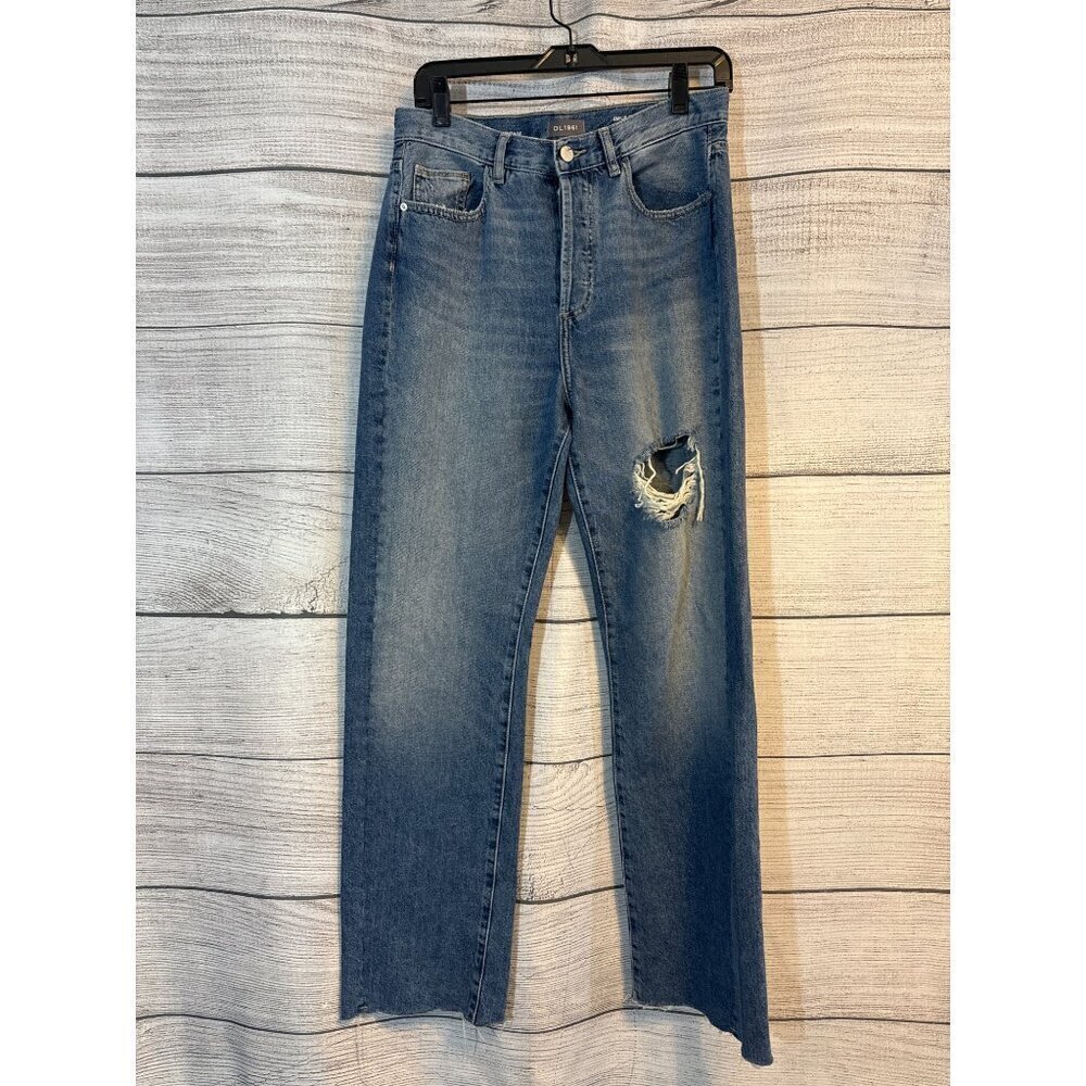 DL1961 Emilie Straight Ultra High Rise Vintage Jeans With Distressed Detail 27